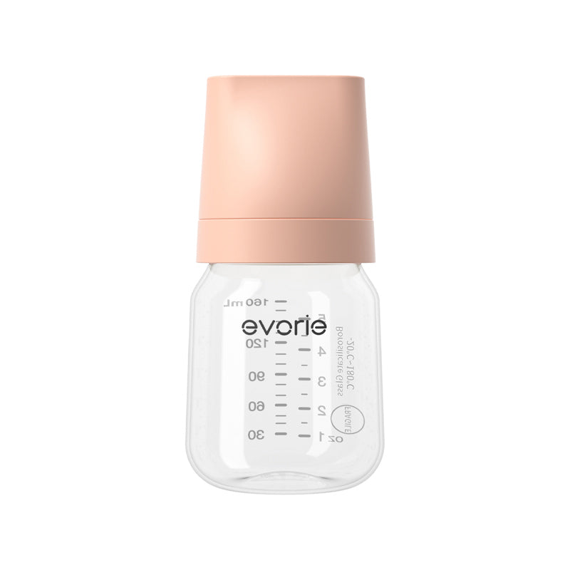 Botol Susu Kaca Leher Lebar Bayi Evorie 160mL/5oz - Smoke Peach