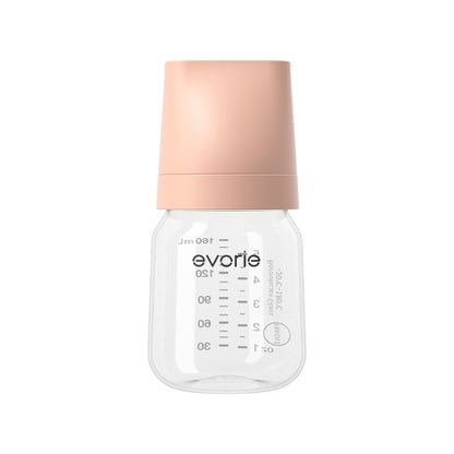 Botol Susu Kaca Leher Lebar Bayi Evorie 160mL/5oz - Smoke Peach