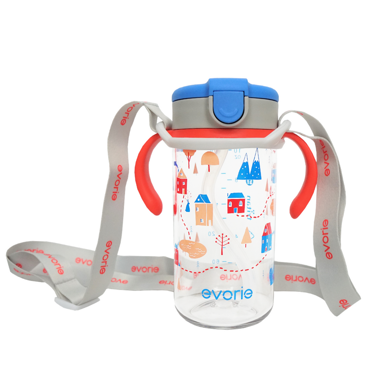 Evorie Slip-on Shoulder Sling Strap for 300mL Kids Straw Water Bottle Mug and 200mL Sippy Cup