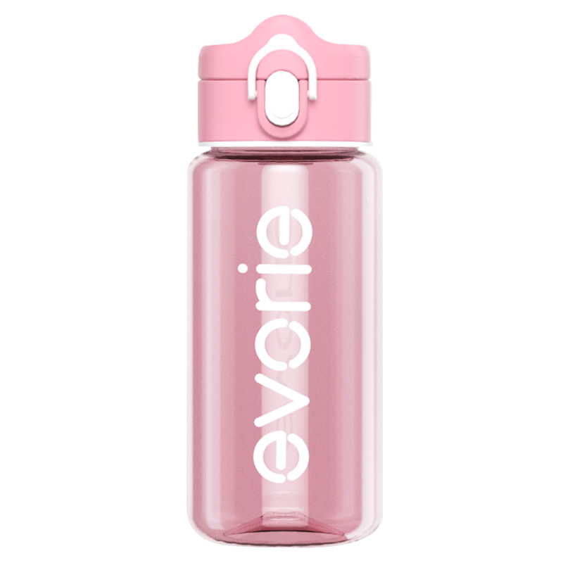 Evorie Tritan Kids Drinking Spout Water Bottle 380mL, Classic Pink