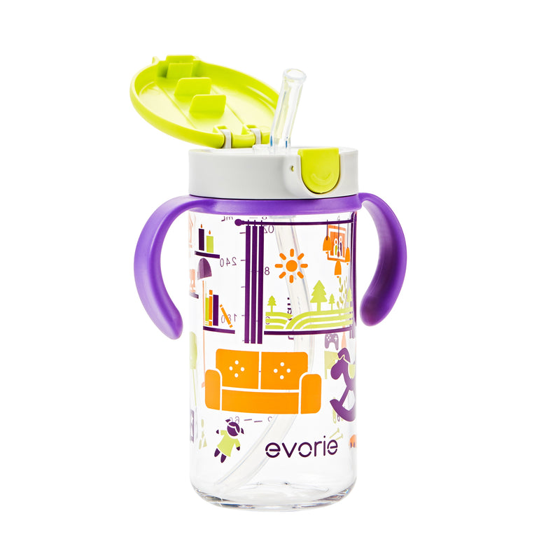 Evorie Tritan Kids Straw Water Bottle Mug 300mL, Sweet Memories GP